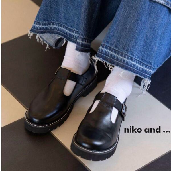 美品 ニコアンド niko and ... オリジナルTストラップシューズ ローファー L