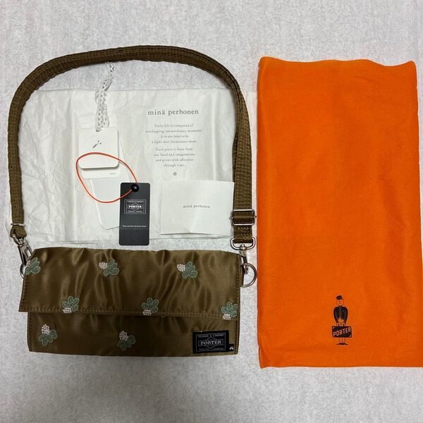 ミナペルホネン PORTER コラボ ショルダー LONG WALLET light berry ベージュ