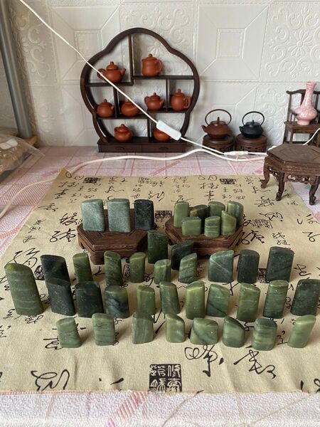 篆刻 印材 石 丹東緑凍石印材 40枚 未使用 翡翠風