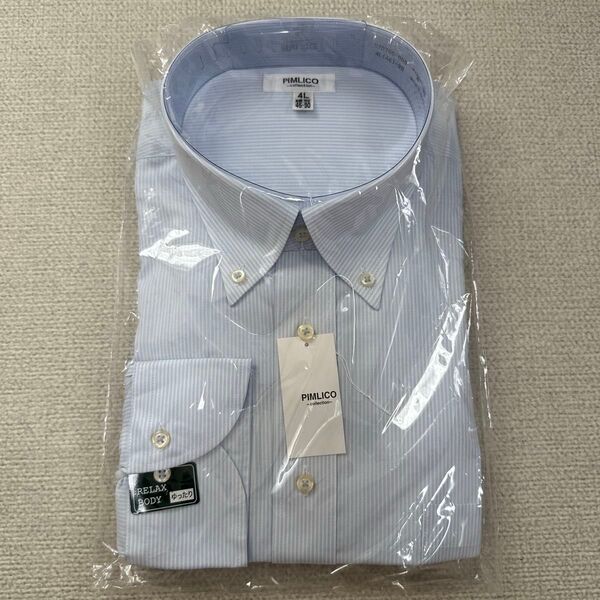 未使用品 PIMLICO ワイシャツ 長袖 ボタンダウン ストライプ 4L