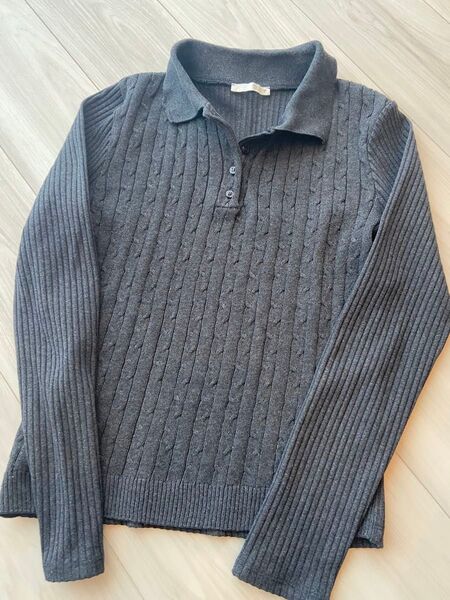 ZARA ザラ ニットポロシャツ セーター サイズL チャコールグレー 送料込