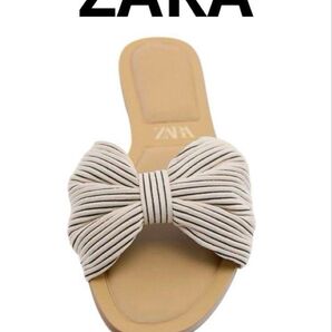 【ZARA】ザラ 美品 フラットクッションサンダル リボンデザイン クッション