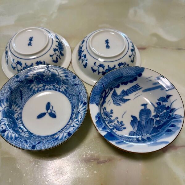 【4枚セット】 美濃焼 藍三昧 小鉢 小皿 和食器 染付皿 柄2種類