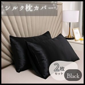 ルク 枕カバー ブラック ピローケース 2枚セット 美髪 袋タイプ