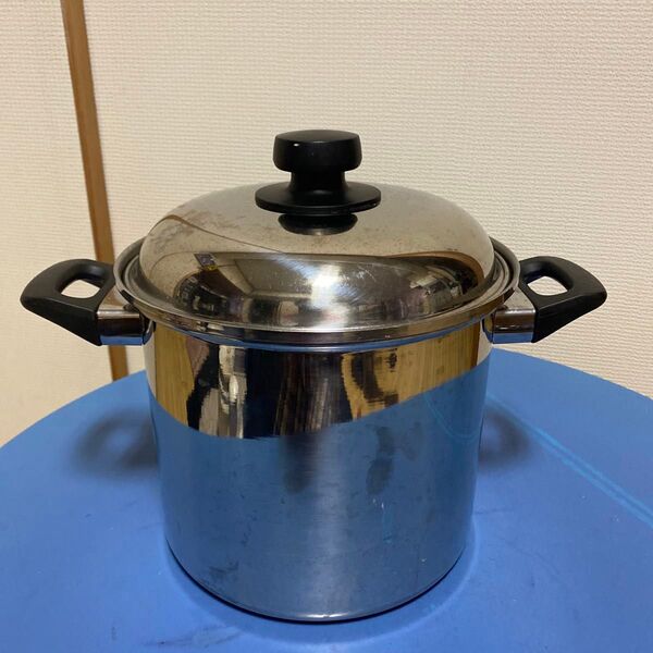 中型 ステンレス寸胴鍋 パスタ鍋黒ハンドル