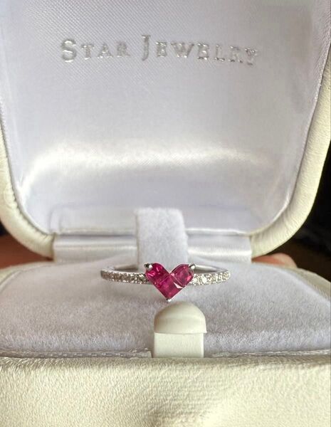 新品未使用 スタージュエリー STAR JEWELRY ミステリアスハート リング K18WG R0.25ct D0.06ct