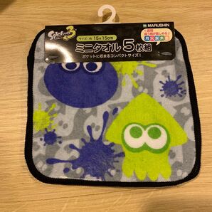 スプラトゥーン3 ミニタオル 5枚組 ハンカチ 小学校 保育園 イカタコ 綿100% 任天堂 ゲームキャラクター スプラ
