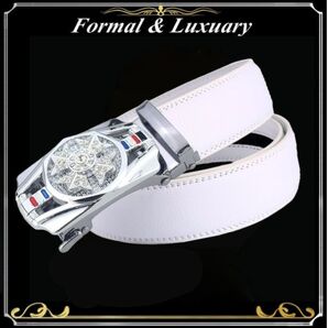 ベルト j45【白】ホワイト 穴なし 無段階調整ベルト ゴルフベルト 人気 オートロック メンズ 革 ジーンズ ビジネス カジュアル