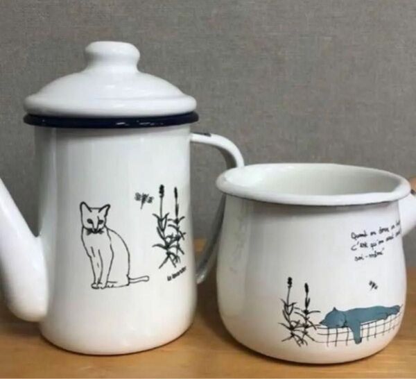 新品 日本製 琺瑯ポット ミニミルクパン ホーロー 猫