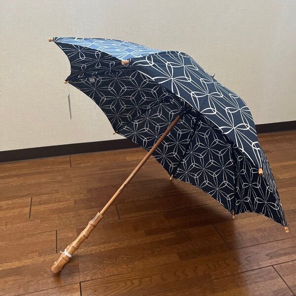 新品 大人の日傘 手捺染 藍染め 麻100% マサキ