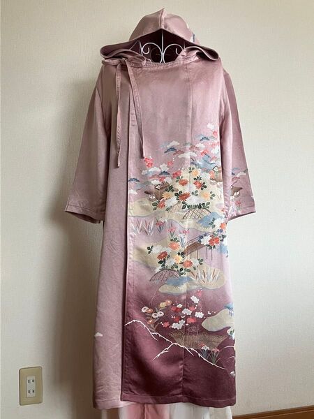 古着リメイク パーカー ハンドメイド リメイク 着物 古着