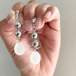 【フロストしずくピアス】ハンドメイド クリア ハンドメイド ピアス