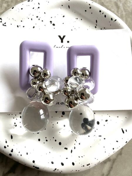 【つぶパープルピアス】ハンドメイド アクセサリー ピアス