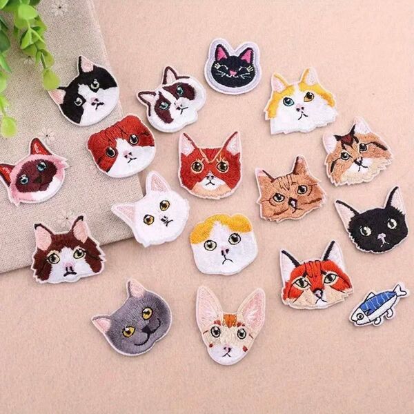 【17個】かわいい猫刺繍ワッペンセット 手芸 DIY ハンドメイド