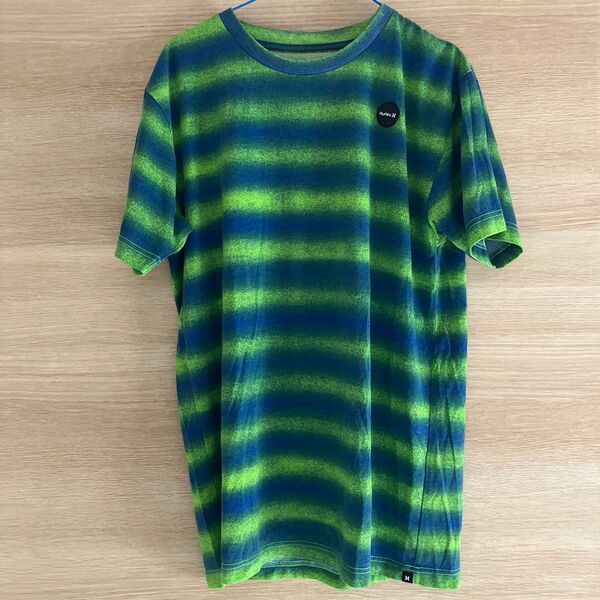 Hurley タイダイボーダーTシャツ グリーン ブルー メンズ