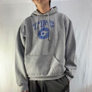 カレッジロゴ フーディー パーカー グレー 古着 XXL