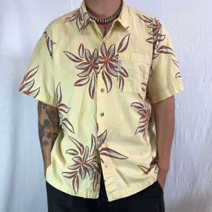 Columbia コットンシャツ イエロー 総柄 半袖シャツ アロハ コロンビア M