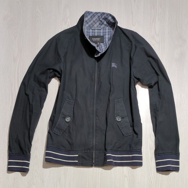 BURBERRY ブルゾン L ジャケット ノバチェック 黒 バーバリーブラックレーベル ホースロゴ ゴルフ ハリントンジャケット