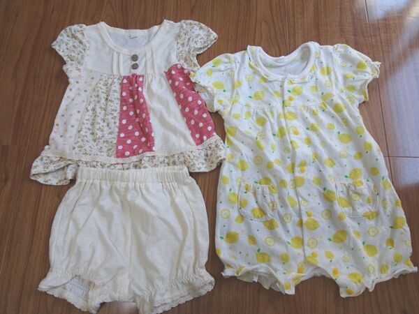 □ベビー服・子供服★70cm☆シャツ・パンツ・ロンパース★3枚セット★西松屋★春夏秋