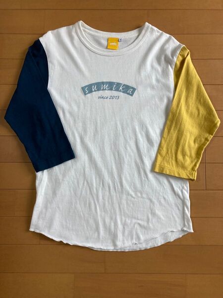 sumika 五分袖Tシャツ Sサイズ ホワイト/ネイビー/イエロー
