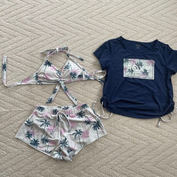ROXY 水着 ビキニ ショートパンツ Tシャツ 3点セット 4550181510349 OWT-M 定価15000円