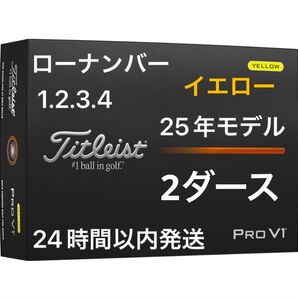 タイトリスト プロV1 PROV1 ゴルフボール(イエロー) 2025年モデル ローナンバー 2ダース(24個)