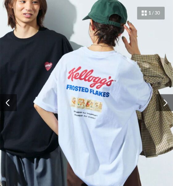 kellog's/ケロッグ ビッグシルエット ハートロゴバックプリント Tシャツ М ホワイト