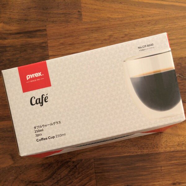パイレックス ダブルウォールグラス 2個セット 250ml カフェ 耐熱ガラス