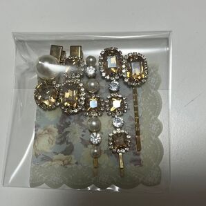 エレガントなパールクリスタルヘアピンセット アクセサリー