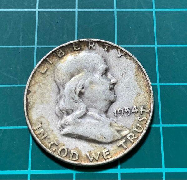 アメリカ フランクリン 50セント 銀貨 1954年 外国貨幣 ハーフダラー silver. 900