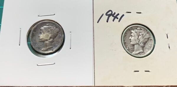 アメリカ マーキュリーダイム 銀貨 2枚 おまとめ 1917年 1941年 外国貨幣