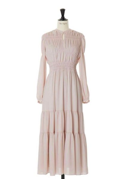 herlipto Back RIBBON Tiered Satin Dress Rose Petale ワンピース ロング