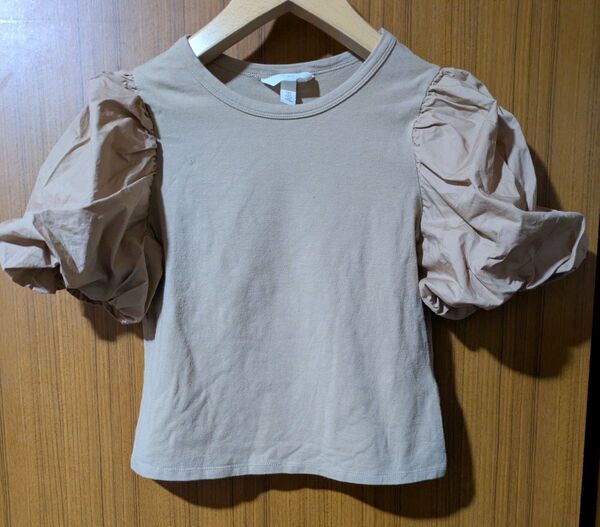 H&M パフスリーブTシャツ ベージュ Sサイズ
