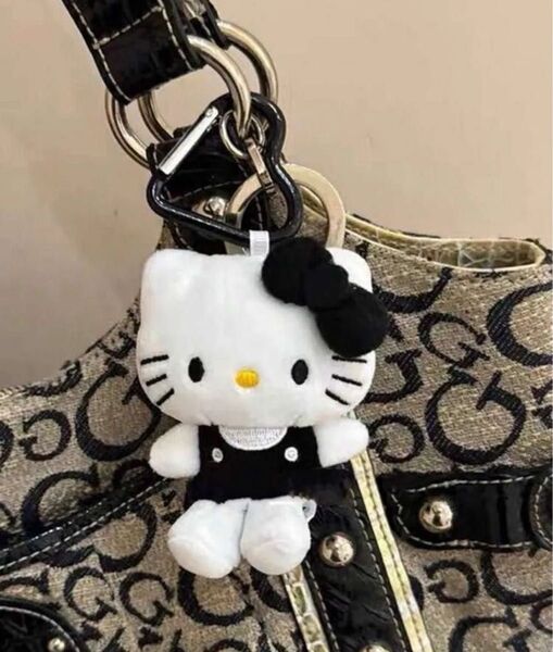 黒キティ ハローキティ ぬいぐるみ マスコット ミニキーホルダー スクバ