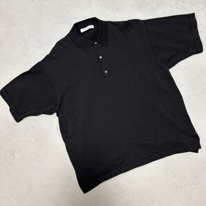 ユナイテッドアローズ UNITED ARROWS ビッグシルエット ニットポロ ポロシャツ 半袖 Lサイズ 黒 ブラック