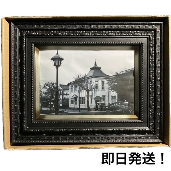 希少 ゴシックダークなヴィンテージ油彩額縁 キャンバス付き 黒古金属風塗装 アンティーク SMサイズ 日本製 木製 油彩画用 額装