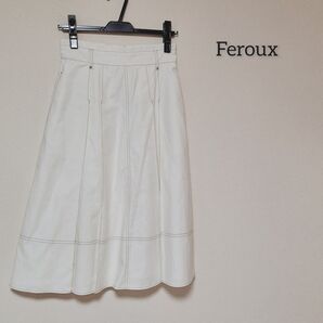 Feroux/フェルゥ ミモレ丈 ホワイト スカート Mサイズ ボトムス タック ロング