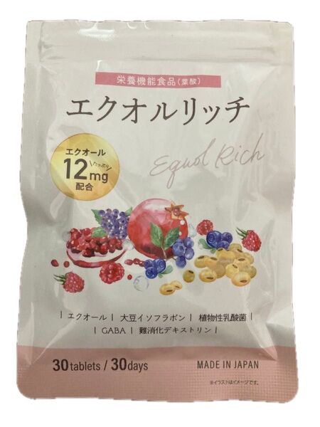 【推しクーポン】エクオルリッチ 栄養機能食品 エクオール含有乳酸菌 12mg 国内製造 30日分30粒