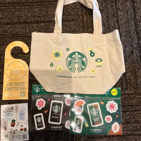 スターバックス オリジナルランチトートバッグ イエロー ステッカー2枚 ドアハンガー シール