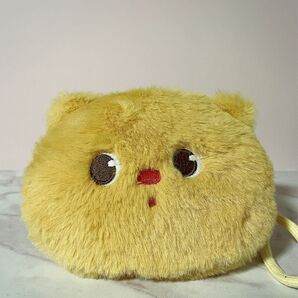 新品未使用バターベア風もこもこ クマ ポーチ ベージュ