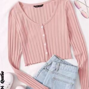 shein 春服 ピンク カーディガン