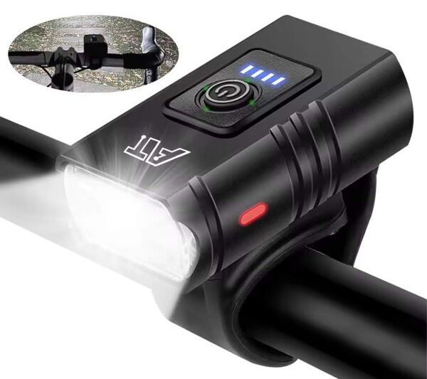 自転車 ヘッド ライト USB充電式 2LED 6モード搭載 MTB 懐中電灯 サイクリング