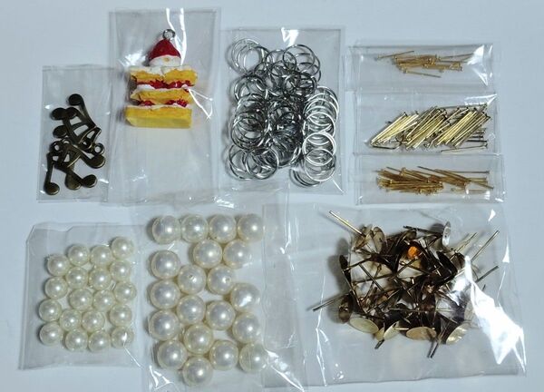 ハンドメイド アクセサリーパーツ 丸カン Tピン チャーム ガラスパール