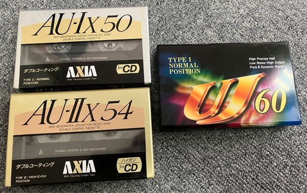 ★AXIA maxell 未開封 カセットテープ 3本セット AXIA AU-1X 50 AU-2X 54 maxell UJ60