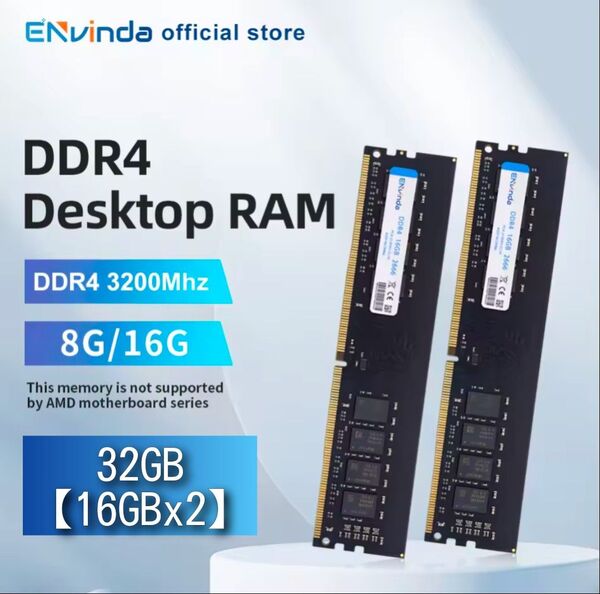 【新品】ENVINDA DDR4 3200Mhz デスクトップ用メモリ 32GB (16GB×2)
