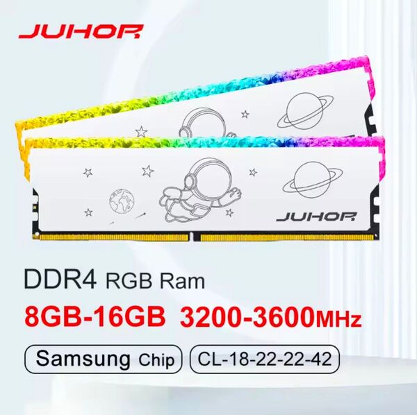 【新品】JUHOR DDR4 3200Mhz ARGB対応 デスクトップ用メモリ 32GB (16GB×2) ホワイト