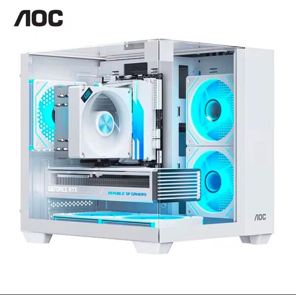 【新品】AOC CG389 三面ピラーレスPCケース WHITE ファンセット