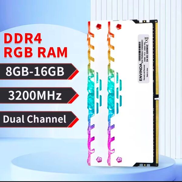 【新品】ENVINDA DDR4 3200Mhz デスクトップ用メモリ 32GB (16GB×2) ホワイト