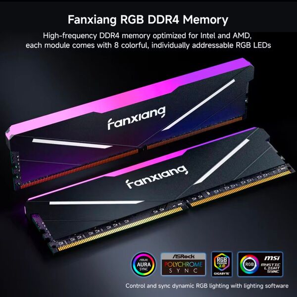 【新品】Fanxiang DDR4 3200Mhz RGB デスクトップ用メモリ 32GB (16GB×2)
