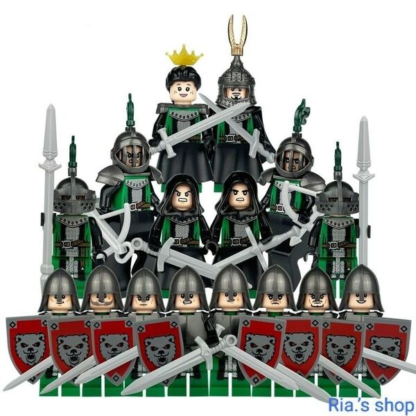 LEGOレゴ互換 中世騎士16体 傭兵騎士団 武器 剣 盾 お城 キャッスル